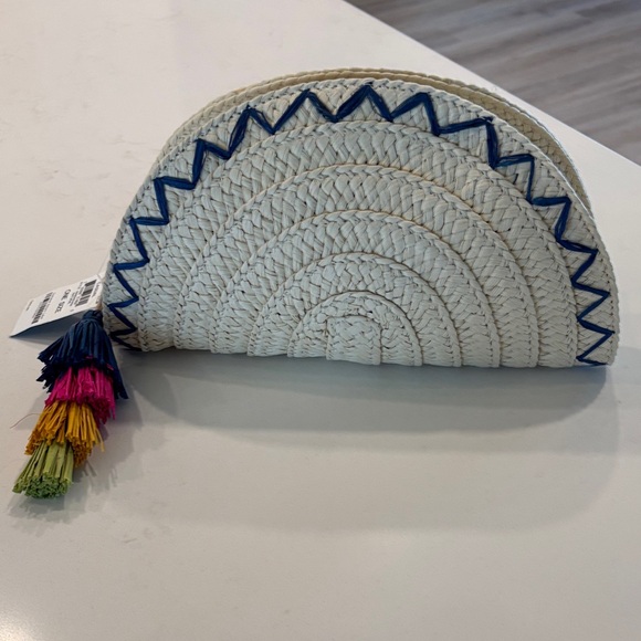 INC International Concepts Woven Clutch with Colorful Tassel taco shaped - Picture 10 of 10